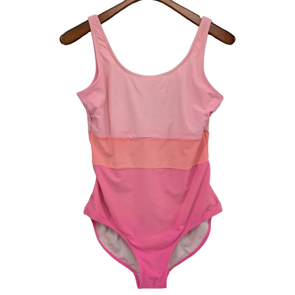 DM Fashion One Piece Swimsuit Womens Pink Orange Colorblock Size M